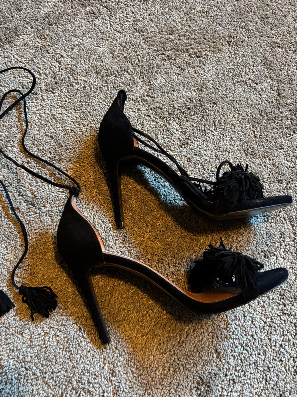 Steve Madden Black Sassey Lace-Up Heels